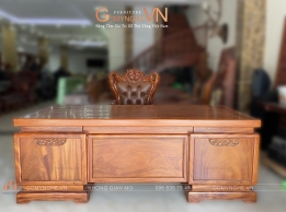 Bàn làm việc tổng giám đốc gỗ gõ đỏ phong cách hiện đại – tuyên ngôn đẳng cấp của người dẫn đầu