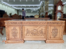 Bàn Làm Việc Giám Đốc Gỗ Tự Nhiên Nguyên Tấm - Mẫu Bàn Điểu Sư