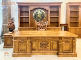Bàn làm việc phong thủy gỗ tự nhiên mẫu bàn Obama