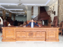 Bàn làm việc văn phòng giám đốc gỗ tự nhiên nguyên tấm 