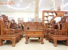 Bộ Bàn Ghế Gỗ Tự Nhiên Mẫu Quốc Voi Tám Món
