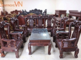 Bộ Bàn Ghế Tiếp Khách Gỗ Tự Nhiên Mẫu Quốc Đào Tám Món 