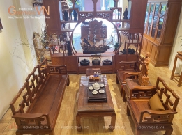 Bộ bàn ghế uống trà phong cách tối giản - Bộ triện 6 món gỗ tự nhiên 