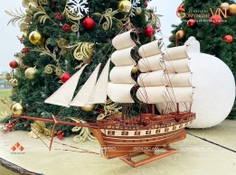 Mô Hình Thuyền France II Gỗ Buồm Vải Trang Trí Noel | Quà Tặng Sang Trọng