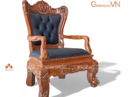 Ghế Chủ Tịch Gỗ Gõ Đỏ Bọc Da Xanh tím than Cao Cấp – Tôn Vinh Vị Thế Lãnh Đạo