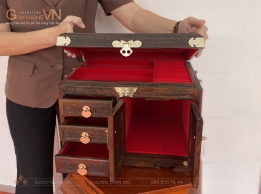 Hộp đựng trang sức gỗ Trắc sang trọng đẳng cấp có khóa 