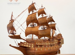 Mô hình thuyền buồm 60cm quà tặng khai trương công ty sang trọng  