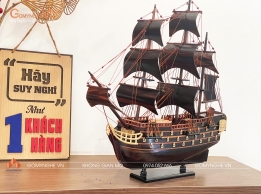 Thuyền gỗ mun hoa KT 40x45x10cm Thuyền gỗ mun hoa KT 40x45x10cm