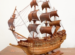 Thuyền Buồm Gỗ Phong Thủy Trang Trí Thuận Buồm Xuôi Gió Gỗ Hương 60cm