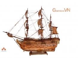 Thuyền Buồm Phong Thủy Gỗ Sưa Thủ Công Để Bàn Làm Việc 40x45cm