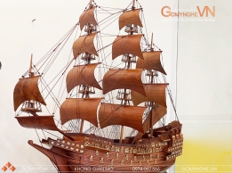 Mô Hình Thuyền Trang trí Không Gian Rộng - Thuyền buồm gỗ Hương 
