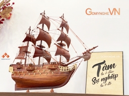 Mô Hình Thuyền Gỗ Hương 42x45x10cm – Quà Tặng Phong Thủy Sang Trọng, Ý Nghĩa