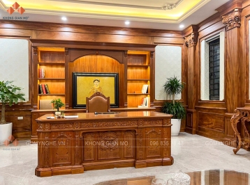Bàn giám đốc gỗ gõ đỏ đẳng cấp cho phòng làm việc