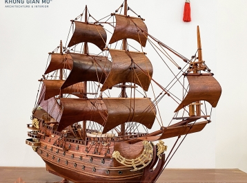 Thuyền buồm gỗ quà tặng tân gia nhà sếp sang trọng và ý nghĩa