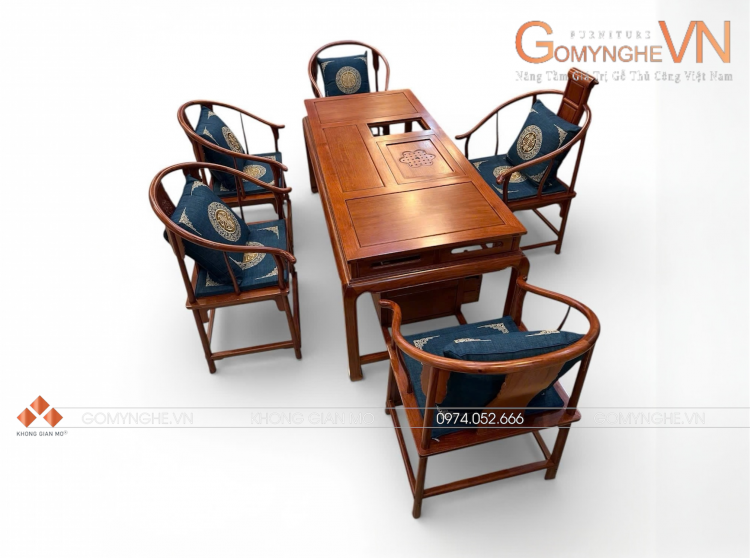 Bộ bàn ghế uống trà Kiểu Minh truyền thống – Chuẩn trà đạo, chuẩn thiền trà cho người sành